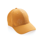6-Panel-Cap aus recycelter Baumwolle mit AWARE™-Tracer, 280 g/m2 farbe orange Ansicht mit Logo