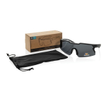 Sport-Sonnenbrille mit polarisierten Gläsern und Öko-UV400-Materialien farbe schwarz Ansicht mit Box