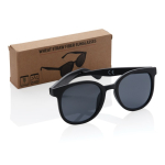 Sonnenbrille im Retro-Design aus Weizenstrohfasern mit UV400-Schutz farbe schwarz Ansicht mit Box