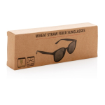 Sonnenbrille im Retro-Design aus Weizenstrohfasern mit UV400-Schutz farbe schwarz zweite Ansicht mit Box