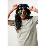 Sonnenbrille im Retro-Design aus Weizenstrohfasern mit UV400-Schutz farbe grün zweite Ansicht mit Modell