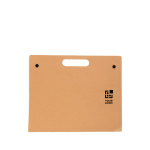 Kartonmappe mit Schreibmaterial und Tragegriff farbe braun Ansicht mit Druckbereich