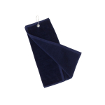 Saugfähiges Baumwollhandtuch mit Karabinerclip 40x50cm farbe marineblau erste Ansicht