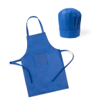 Nicht gewebte Küchenschürze und Hut-Set für Kinder farbe blau zweite Ansicht