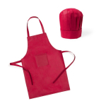 Nicht gewebte Küchenschürze und Hut-Set für Kinder farbe rot erste Ansicht