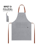 RPET-Schürze mit Vordertasche & Kunstlederriemen farbe grau erste Ansicht