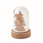 Weihnachtsornament Holz + LED im Glas farbe holzton