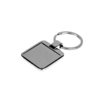 Verchromter Metallschlüsselanhänger mit glänzender Oberfläche in quadratischer Form farbe silber