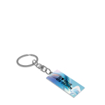 Rechteckiger Metallschlüsselanhänger beidseitig personalisierbar Ansicht mit Druckbereich