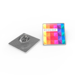 Quadratischer Metall-Pin mit gewölbter Oberfläche und sicherem Verschluss farbe silber