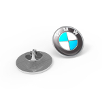 Runder Metall-Pin mit gewölbter Oberfläche und sicherem Verschluss farbe silber