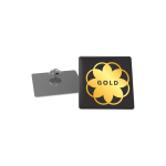 Kleiner quadratischer Metall-Pin mit glänzender Oberfläche und Schmetterlingsverschluss