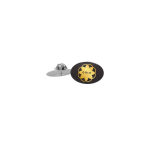 Mittelgroßer quadratischer Metall-Pin mit glänzender Oberfläche und Schmetterlingsverschluss