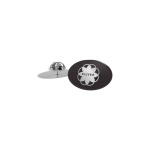 Großer quadratischer Metall-Pin mit glänzender Oberfläche und Schmetterlingsverschluss