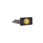 Großer quadratischer Metall-Pin mit glänzender Oberfläche und Schmetterlingsverschluss