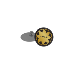 Großer quadratischer Metall-Pin mit glänzender Oberfläche und Schmetterlingsverschluss