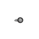 Großer quadratischer Metall-Pin mit glänzender Oberfläche und Schmetterlingsverschluss