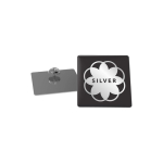 Runder Metall-Pin, mittelgroß, mit glänzender Oberfläche und Schmetterlingsverschluss