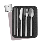 Etui mit Besteckset aus Edelstahl und Trinkhalm WMF farbe silber