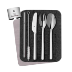 Etui mit Besteckset aus Edelstahl und Trinkhalm WMF farbe silber