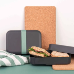 Lunchbox aus recyceltem Kunststoff mit Gummiband, hergestellt in der EU farbe grau