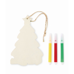 Weihnachtsbaumanhänger Holz zum Ausmalen farbe holzton dritte Ansicht