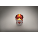 LED-Kerze im Glas mit Sternchen-Deko farbe rot viertes Detailbild