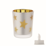 LED-Kerze im Glas mit Sternchen-Deko farbe gold
