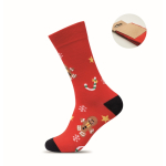 Weihnachtssockenpaar mit Etikett personalisierbar farbe rot