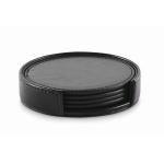 Set 4 Untersetzer + Halter Kunstleder farbe schwarz