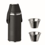Edelstahl-Flachmann mit 2 Shots 230+20 ml farbe schwarz