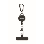 Ausziehbarer Handy- oder Ausweis-Halter farbe schwarz Ansicht mit Druckbereich