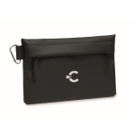 Kosmetikbeutel Polyester/PU mit Karabiner farbe schwarz Hauptansicht