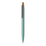 Recycling-Alu-Kugelschreiber mit Korkknopf blau farbe hellblau