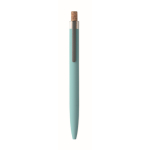 Recycling-Alu-Kugelschreiber mit Korkknopf blau farbe hellblau vierte Ansicht