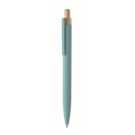 Recycling-Alu-Kugelschreiber mit Bambusknopf blau farbe hellblau