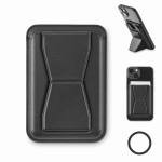 Magnetisches Kartenetui Leder mit Handyhalter farbe schwarz