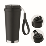 Recycling-Edelstahlbecher mit Strohhalm 500 ml farbe schwarz zweite Ansicht