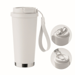 Recycling-Edelstahlbecher mit Strohhalm 500 ml farbe weiß zweite Ansicht