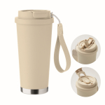 Recycling-Edelstahlbecher mit Strohhalm 500 ml farbe beige zweite Ansicht