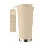 Recycling-Edelstahlbecher mit Strohhalm 500 ml farbe beige siebte Ansicht
