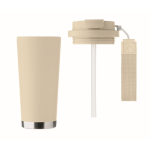 Recycling-Edelstahlbecher mit Strohhalm 500 ml farbe beige achte Ansicht