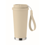 Recycling-Edelstahlbecher mit Strohhalm 500 ml farbe beige zehnte Ansicht