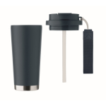 Recycling-Edelstahlbecher mit Strohhalm 500 ml farbe marineblau achte Ansicht