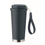 Recycling-Edelstahlbecher mit Strohhalm 500 ml farbe marineblau zehnte Ansicht