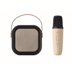 Karaoke-Set mit Vintage-Lautsprecher + Mikrofon farbe beige fünfte Ansicht