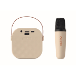 Karaoke-Set mit Vintage-Lautsprecher + Mikrofon farbe beige Hauptansicht