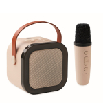 Karaoke-Set mit Vintage-Lautsprecher + Mikrofon farbe beige Ansicht mit Druckbereich