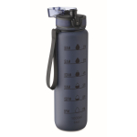 Kunststoffflasche 1L mit Zeitmarken + Klappdeckel farbe marineblau zweite Ansicht