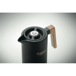 Kanne aus recyceltem Edelstahl mit Holzgriff, 1 L farbe schwarz